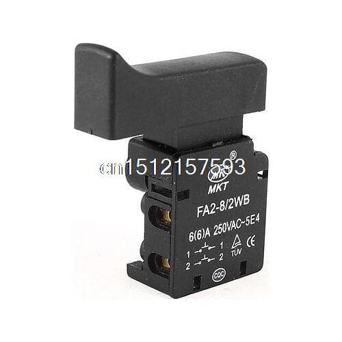 AC 250V/6A DPST NC Locking Push Trigger Switch FA2-8/2WB for Electric Hammer