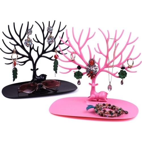 Plastic White/Black Jewelry Standing Rack Tree Shape Earring Holder Cute Jewelry Display Shelf For Jewelry Shop Cheap Rack Holde