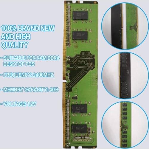 Pohiks 1pc High Quality 4GB RAM DDR4 2400MHz PC4-19200 288 Pin Desktop Motherboard Memory Strip For PC Computer