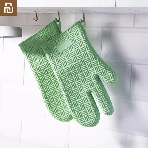 Jordan&Judy Silicone Anti-scalding Gloves Kitchen Non Slip Insulation Temperature Resistant Thickened Microwave Gloves Non-toxic