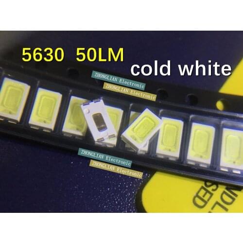 200PCS/Lot LED 5630 SMD beads LCD TV display backlight lamp cold white bright double chip 50LM