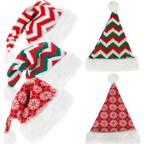 Warm Child Women Men Hats Christmas Elastic Cotton Fabric Unisex Velvet Thicken Xmas Holiday Hats for Adult New Year Festival
