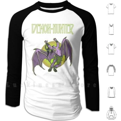Demon-Hunter Hoodie Long Sleeve World Demon Hunter Illidan Stormrage Elf Night Wow Music Rock Roll Album Cover World