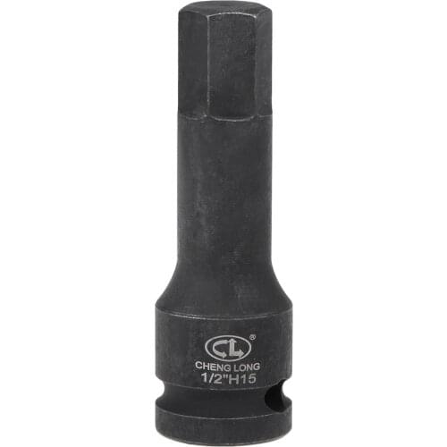 Uxcell 1/2-Inch Drive x 15mm Impact Hex Bit Socket, Metric 3" Length, Cr-Mo