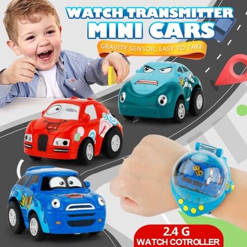 1:58 2.4G Cartoon Watch Car Toy mini RC Car Toy Gravity Sensor Mode Control MiNi Remote Control Car children Birthday Gift