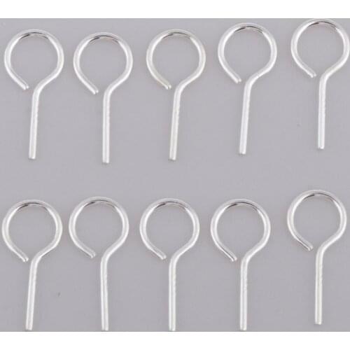 10pcs Pure Silver Eye Pins Bail Pin Peg Pins For Jewelry Making 12mm