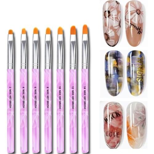100 Sets x 7 Pcs Nail Brushes UV Gel Brush Nail Art Professional Painting Draw Brush For False Nail Tips Wholesales
