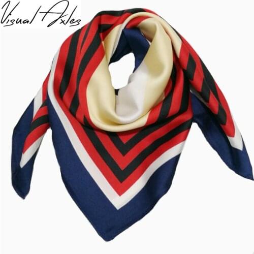 100% Natural Silk Neckerchief Fashion Women Colorful Rainbow Striped Work Dress Stewardess Scarf