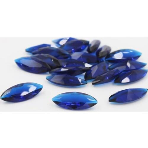 100pcs 2*4mm-8*16mm Sa pphire Blue Color Marquise Shape Machine Cut Loose Blue Glass Gems Glass Beads Synthetic Gems