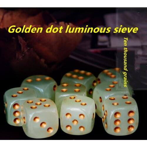 16mm 6 Sided Cubes Round Corner Gold Dot Luminous Dice Noctilucent Dice Night Club Fun Bar KTV Entertainment Game Hot Sale
