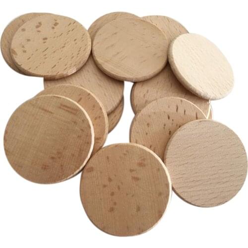 20 Pieces Round Wood Cutout Circle Chips for Crafts, Games, Ornaments - 4 Sizes