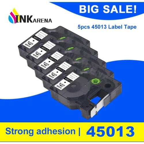 INKARENA 5 Pack Labeling Tape 45013 Cartridge Compatible for Dymo D1 LabelManager Writer Maker 280 160 260P Printer Ribbons