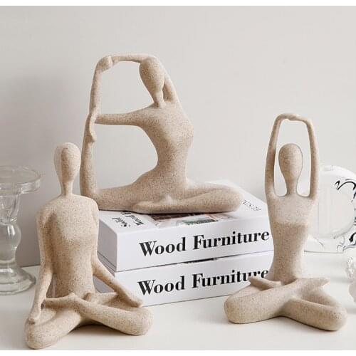 Resin Art Abstract Sculpture Home Decor Accessories Resin Yoga Figure Statues Office Desk Living Room Decoration Birthday Gift