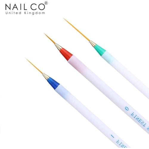 NAILCO 3pcs/Set Painting Liner Brush 3D UV Gel Nail Polish Stripe Flower Acrylic Pen Tips DIY Nail Art Design Self Manicure Tool