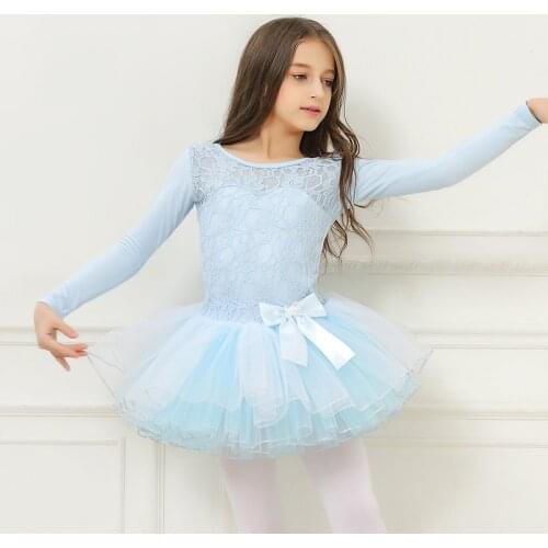 Ballet Dresses for Girls Leotard Children Long Sleeve Ballet Costumes Lace Dance Dress Dance Tutu Skirt Ballerina Tutu Ballet