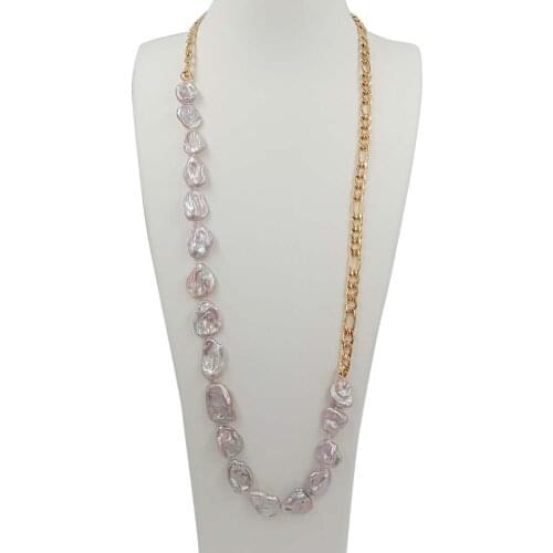 Free shipping,70-120 CM,100% FRESHWATER PEARL LONG NECKLACE-15-26 mm big Baroque pearl,stainless steel chain,knotted pearl beads