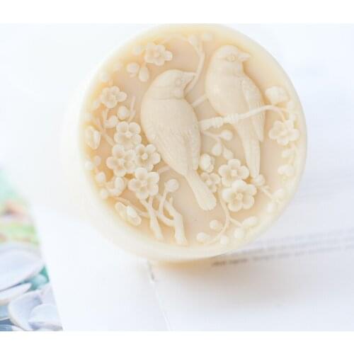Bird Flower Soap Mold Round Shape Birds DIY Soap Silicone Molds for Scented Candle Plaster Making Mousee Cake Resin Craft Mould
