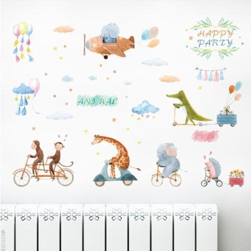 Cartoon Animal World Wall Stickers for Children Cabinet Entrance Bathroom Study Classroom Dormitory Decoration Home Decor