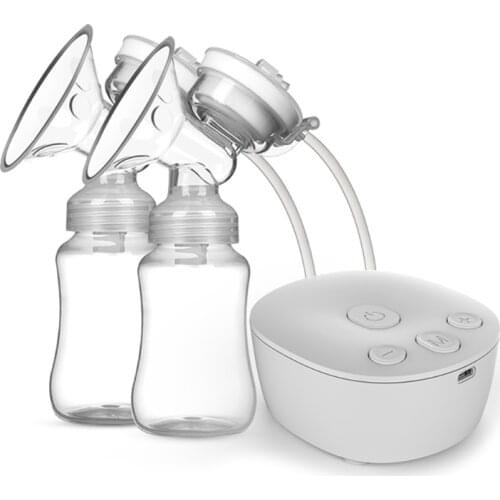 Electric Double Breast Pump Kit with 2 Milk Bottles USB Powerful Breast Massager