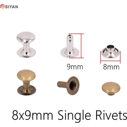 100pcs 8x9mm silver bronze gun-black round rivets for leather studs and spikes for clothes diy accessory