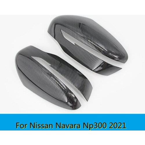 For Nissan Navara NP300 2021 ABS Carbon Fiber Mirror Cover Car Rearview Mirror Cap Cover