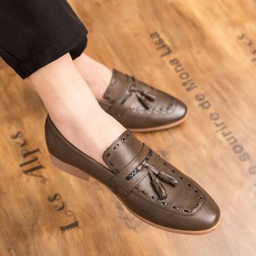 Loafers Men Shoes Men Leather Loafers Breathable Casual Mens Shoes Driving Men Moccasins tassel weddign party shoes big size 47