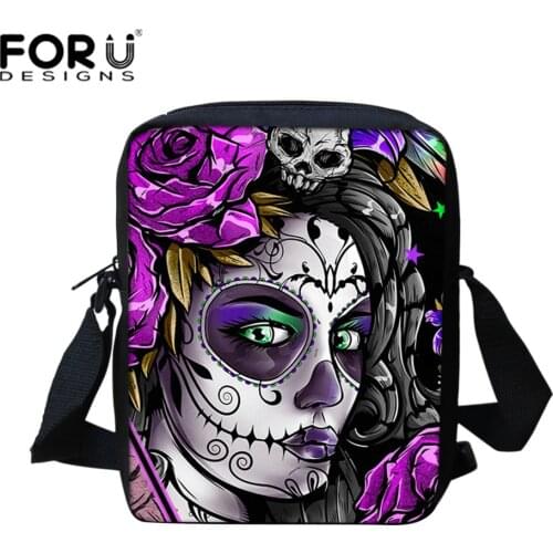 FORUDESIGNS Small Skull Messenger Bags for Men,Male Cool Skull Crossbody Bags,Kids Boys Mini Shoulder Bags,Mens Cross Body bag