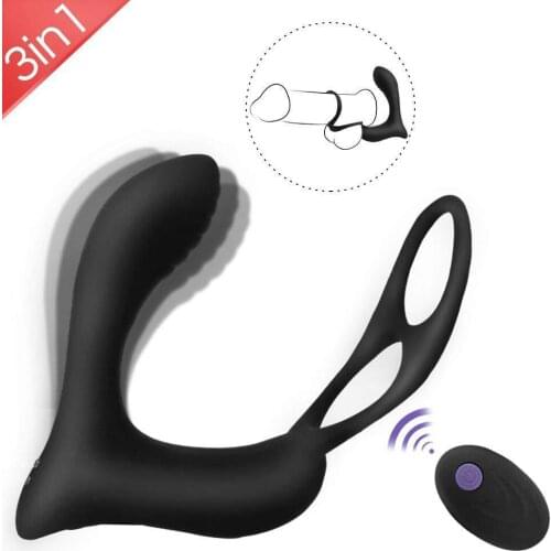 Taoboo 3in1 Prostate Massager Remote Vibrator For Men Butt Delay Ejaculation Ring Gay Sex Toy Anal Plug Silicone Stimulator