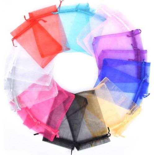 Candy Color Organza Bags Wedding Pouches Jewelry Packaging Bags Gift Bag 50pcs
