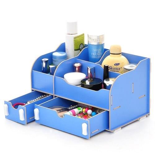 Multi-function DIY Double Drawer Wooden box / Cosmetic Case storage box 29.5*19*12.2cm