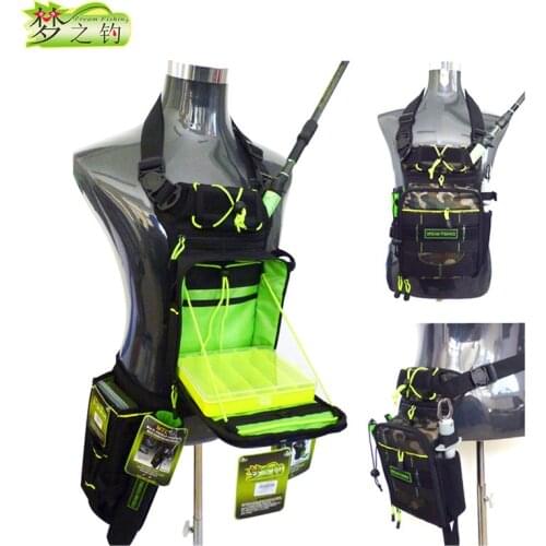 DREAM FISHING 17*6*22cm Multifunctional Fishing Tackle Bags + 17.5*15.5*3.5cm Fishing Box Storage Case Chest Bag Waist Leg Pack
