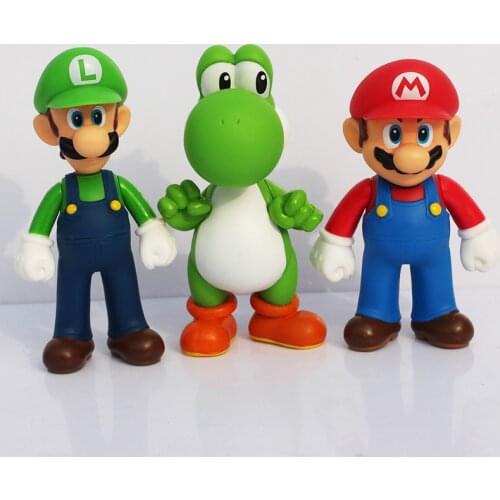 Super Mary cartoon hand made model doll display Luigi Mario yaosilon doll toy car desktop display childrens birthday gift