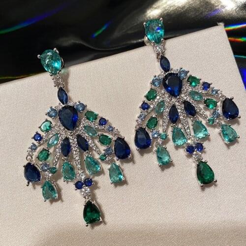Fashion green tassel drop earring for female