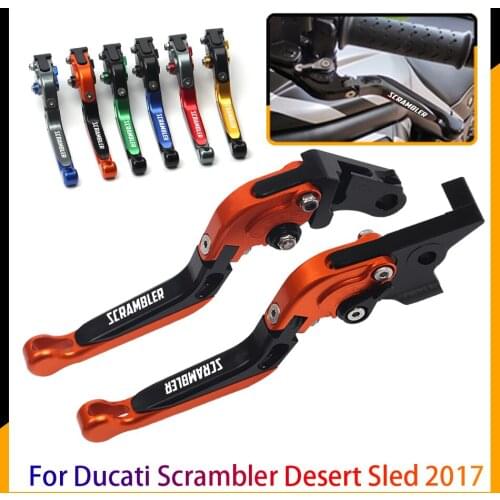 Motorcycle CNC Aluminum Adjustable Folding Fold Extendable Brake Clutch Levers Accessories For Ducati Scrambler Desert Sled 2017