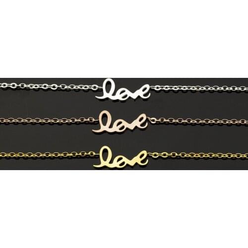 Wholesale 10piece Bridal Bridesmaids Gifts Love Style Bracelet For Women Jewelry Stainless Steel Gold Silver Color Chain Bijoux