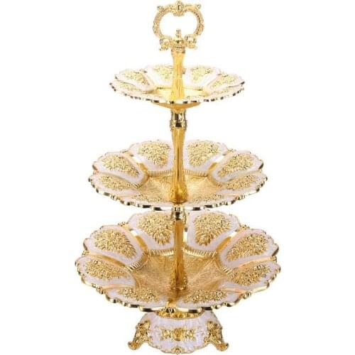 Cake Stand Luxury Charger Plate Metal Wedding Sweet Fruit Nut Tray Plates For Unicorn Party Home Table Decoration