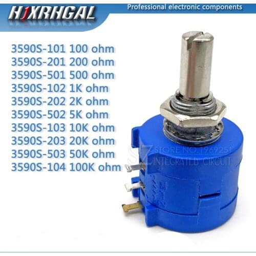1pcs 3590S 1K 2K 5K 10K 20K 50K 100K ohm Precision Potentiometer Adjustable Resistor 3590 102 103 502 103 203 503 104