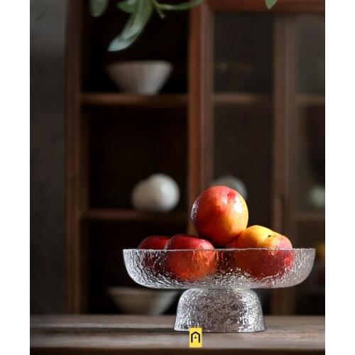 Japan Simple Retro Style Dessert Snack Cookies Fruit Glass Plates Handmade 850ML Large Capacity Dishes Bowls