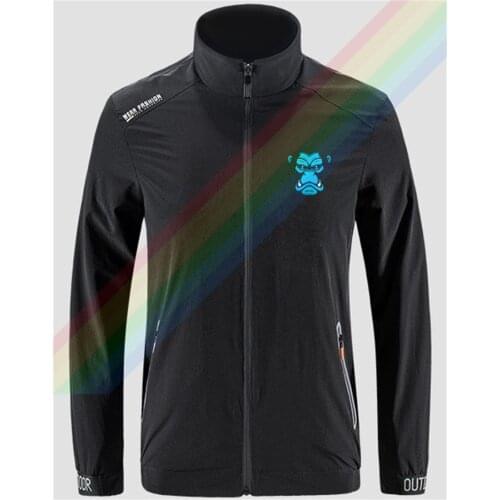 Hand-drawn Blue Face Of A Gorilla Slim Sport Jacket Mens Outdoor Zippered Comfortable Soft Jacket Mens Casual Front Printing