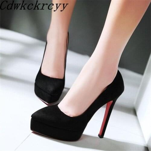 Spring and Autumn New pattern fashion Round head temperament Simplicity Suede black sexy High-heeled Waterproof Women Shoes