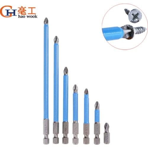High Efficiency 1/4" Hex Shank Magnetic Anti Slip Long Reach Electric Screwdriver Bits Precision PH2 Single Phillips/Cross Head