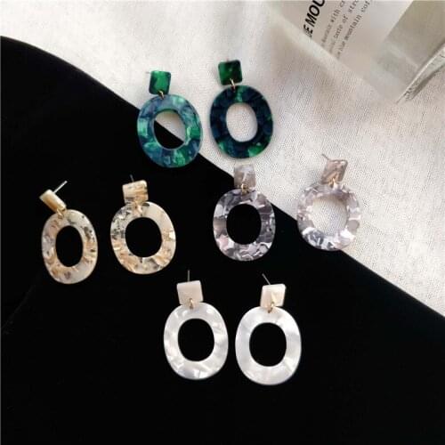 Simple Hollow Oval Acrylic Drop Earrings for Women Geometric Fashion Acetate Dangle Earrings Party Girl Gifts Jewelry