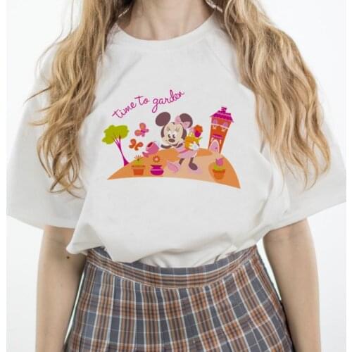 Tees Women T Shirts Minnie Mickey Mouse Print T-shirts Casual White Short Sleeve Baby Girls Tops Summer Family Matching Clothes