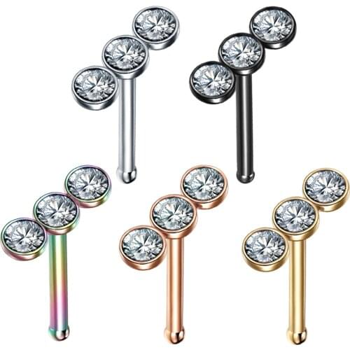 1Pc Stainless Steel Zircon Nose Studs Cz Ear Studs Cartilage Earring for Women Nostril Piercing Body Piercing Jewelry 20G