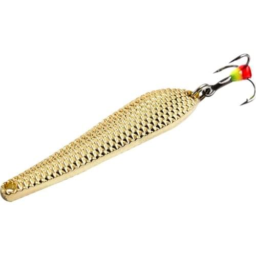 Winter Ice Fishing Lure 7g 12g Golden Silver Metal Vertical Jigs Spoonbait with Treble Hook for fishing of perch and pike