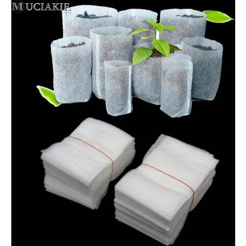 100PCS Different Sizes Mixed Degradable Plant Non-woven Nursery Pots Seedling Raising Bag Plants Garden Supply
