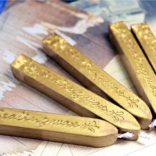 2PCS Vintage Gold Manuscript Sealing Seal Wax Sticks Wicks For Postage Letter Color Choose Promotion Sealing Wax Sense Of Ritual