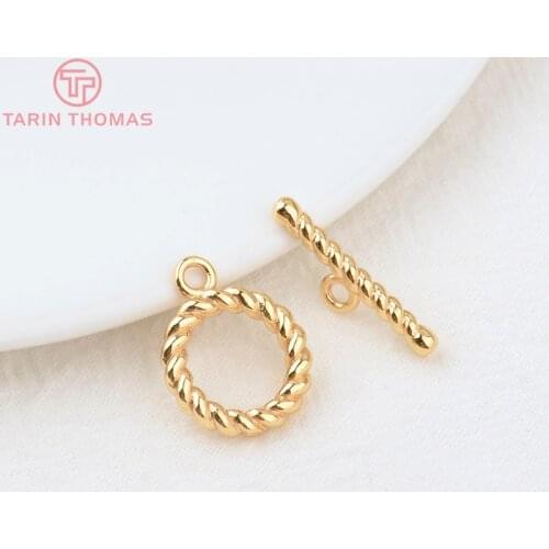 4 Sets 14MM 24K Champagne Gold Color Brass Bracelet O Toggle Clasps High Quality Diy Jewelry Findings Accessories Wholesale