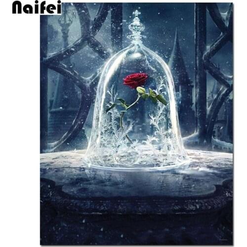 Beauty and the Beast,Flower,rose,Diamond embroidery,diamond Painting rhinestone 3D picture cross stitch pattern Home decoration
