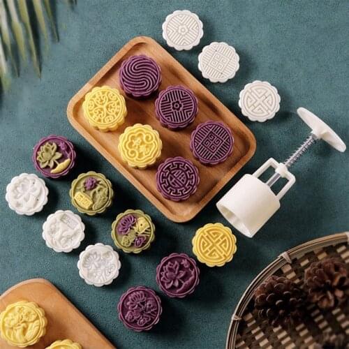 50g Mooncake Mold Mutiplestyle Snowy Mung Bean Cake Hand-Pressed Non-Stick Cookie Mould Cutter DIY Decor Baking Tool